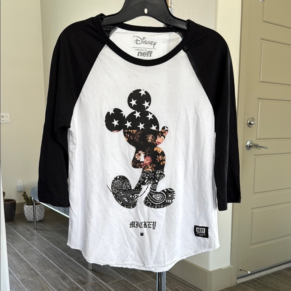 Disney Black and White Mickey Mouse Long Sleeve Tee